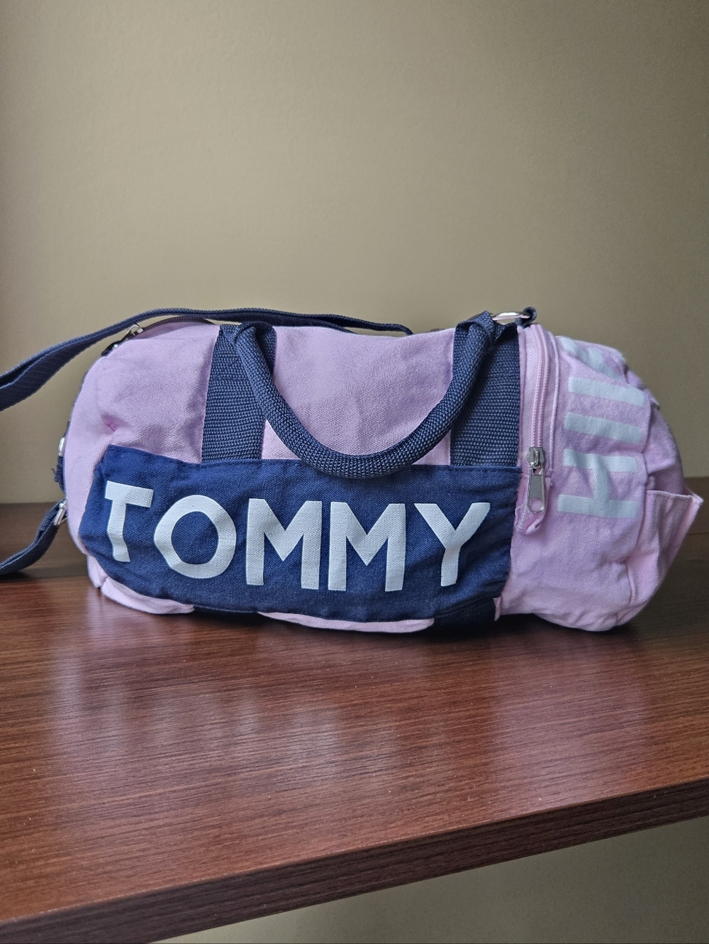 Tommy Hilfiger Pink & Navy Mini Duffel Bag - Picture 2 of 13
